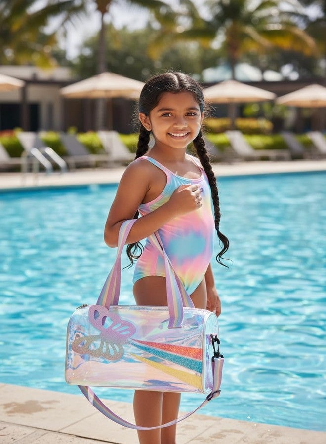 Happy Hues حقيبة سفر بألوان قوس قزح ثلاثية الأبعاد للبنات (حقيبة سفر على شكل فراشة) - Image 3